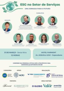 Leia mais sobre o artigo Evento reúne lideranças para discutir o ESG no setor de serviços no dia 31 de março no Fairmont Hotel –  Zé Ronaldo